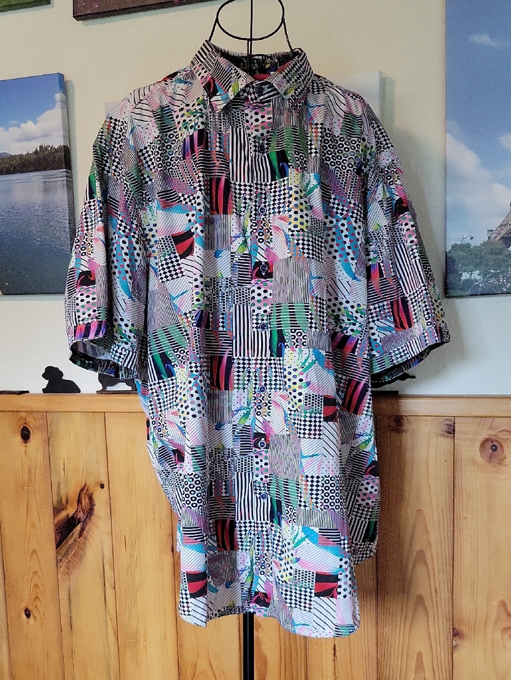 Robert Graham Multicolor Geometric Short-Sleeve Button-Up Shirt